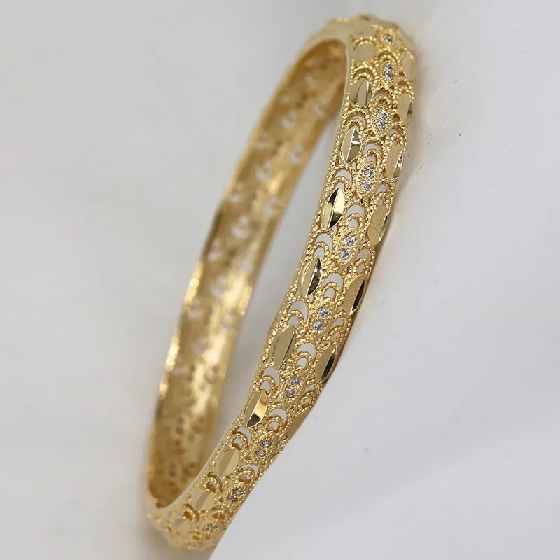 Bracelets de Dubaï pour femmes fille strass bijoux plaqué or 14 carats Afrique luxe S Bracelets arabes Habesha cadeau de mariée indienne 2204114086566