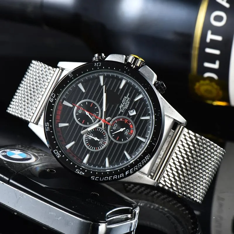 orologio da polso da uomo 2022 orologi da uomo di lusso di alta qualità serie sei punti tutti i quadranti orologio al quarzo da uomo orologio da cintura in maglia di marca superiore marchio automobilistico moda rotondo