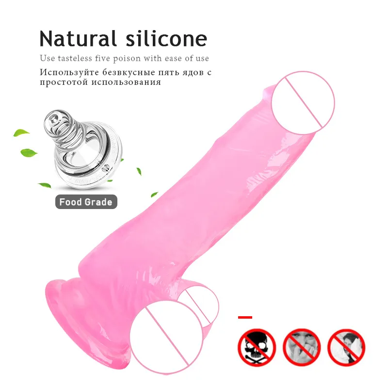 Kristallgelee-Dildo ohne Vibrator, Umschnalldildos, männlicher künstlicher Penis, Saugnapf, großer Schwanz, G-Punkt, Orgasmus, sexy Spielzeug für Erwachsene für Frauen