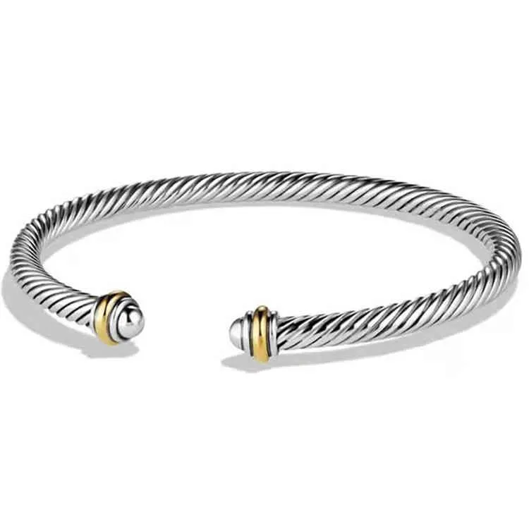 DIY TITANIUM WOMEN039S Två färg 18K Guldpläterade Stainls Steel Wire Rope Armband Simple Open Armband2249330