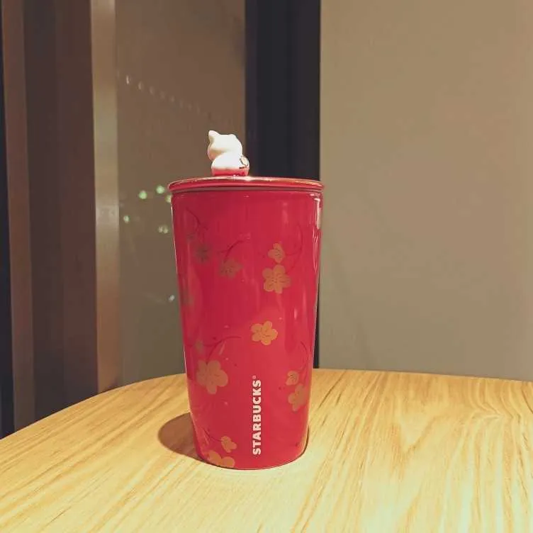 Starbucks Cup Leuke Animal Pig Speelse Dubbellaags Mok Keramische Koffiekopje met Cover Desktop Drinkbeker