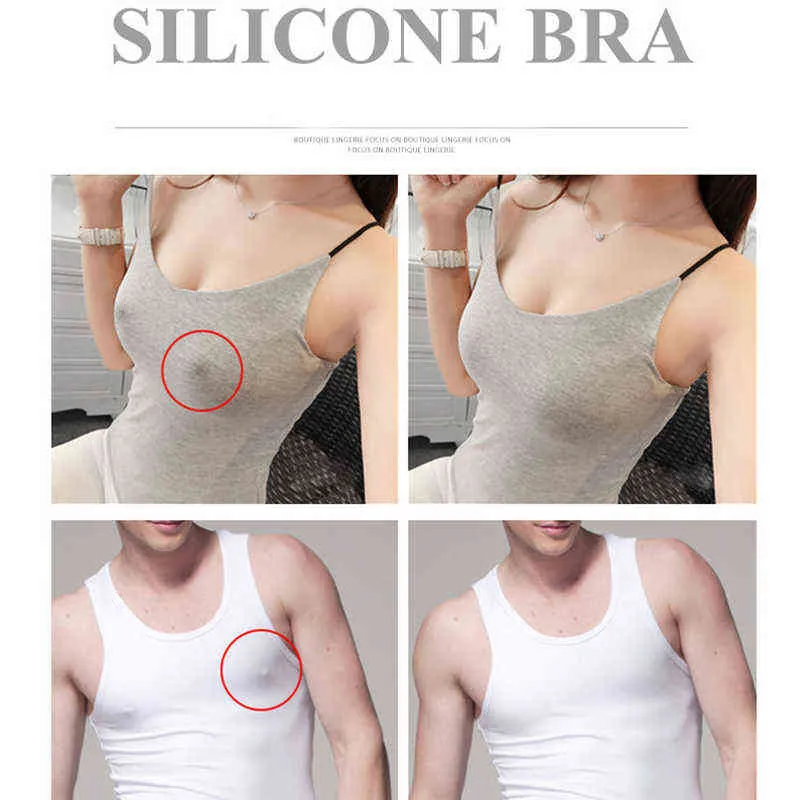 Stropplös Push Up Bras för kvinnor Lim Sile Invisible BH återanvändbar klibbig bröstlyftning Sömlös Sexig BRA -kuddar L220727