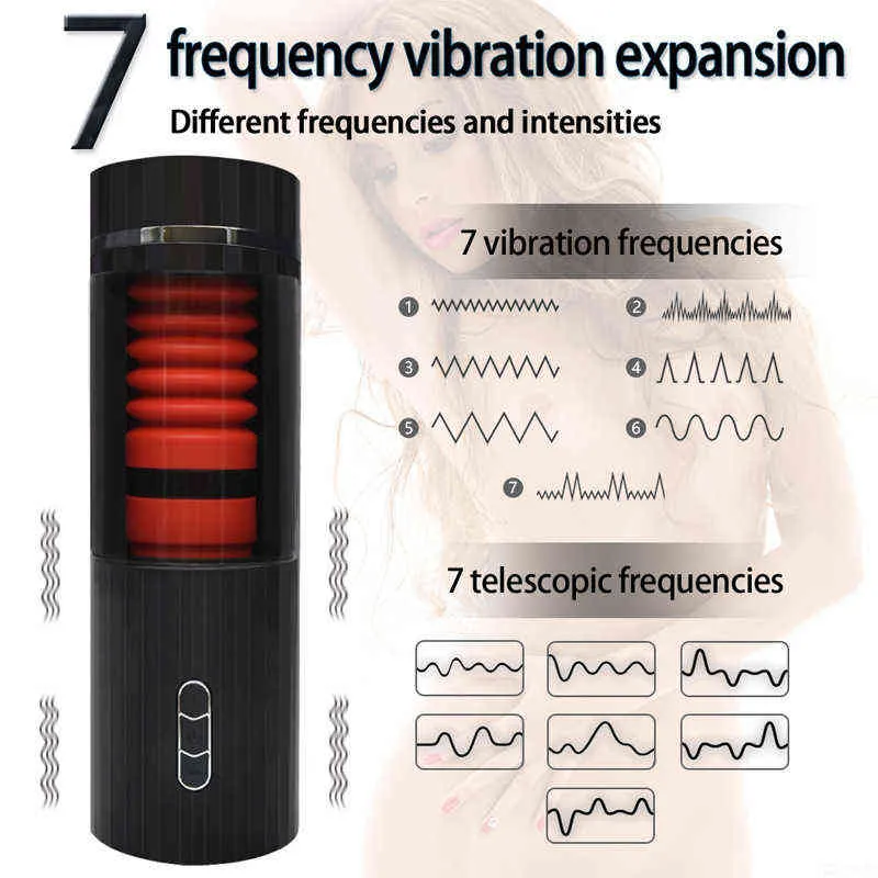 Nxy masturbators nieuwe rode dame volledig automatisch intelligente 7 frequentie spiraaltelescopische vibratiemannen s vliegtuigbeker 220621