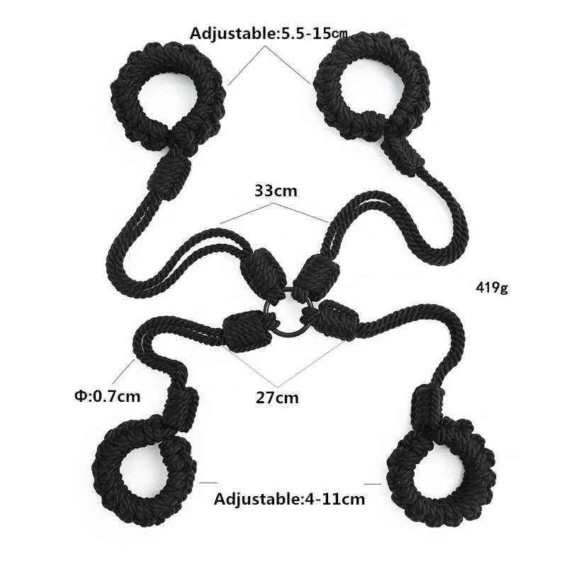Nxy Sm Bondage Adults Toys Sm Products Bdsm Sex Adult Game Cotton Rope Bdsm Restraints Collar Handcuffs Erotic for Women Men 220426