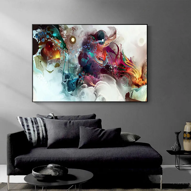 Samenvatting Paint Splash Achtergrond Posters en prints Dreamy Dynamic Canvas Painting Wall Art Foto voor woonkamer Home Decor