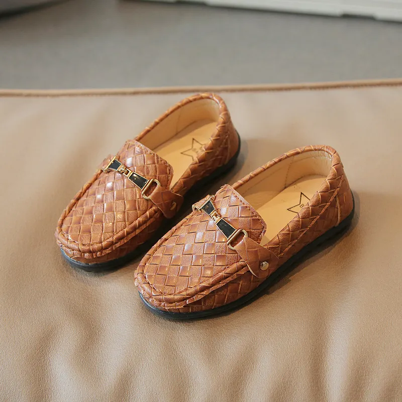 Neue Kinder Beanie Schuhe Flacher Mund Low Cut Weiche Sohle Freizeitschuhe Britischen Stil Kleine Lederschuhe 26-35