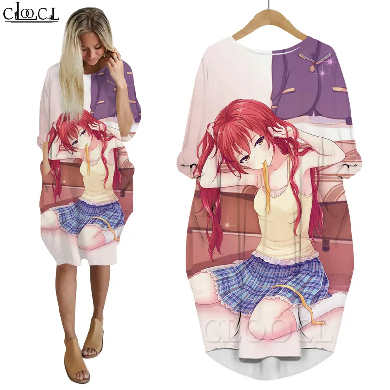 Femmes robe Quintuplets Quintessential 3D imprimé ample fille jupe dessin animé à manches longues décontracté poche robes féminines W220616