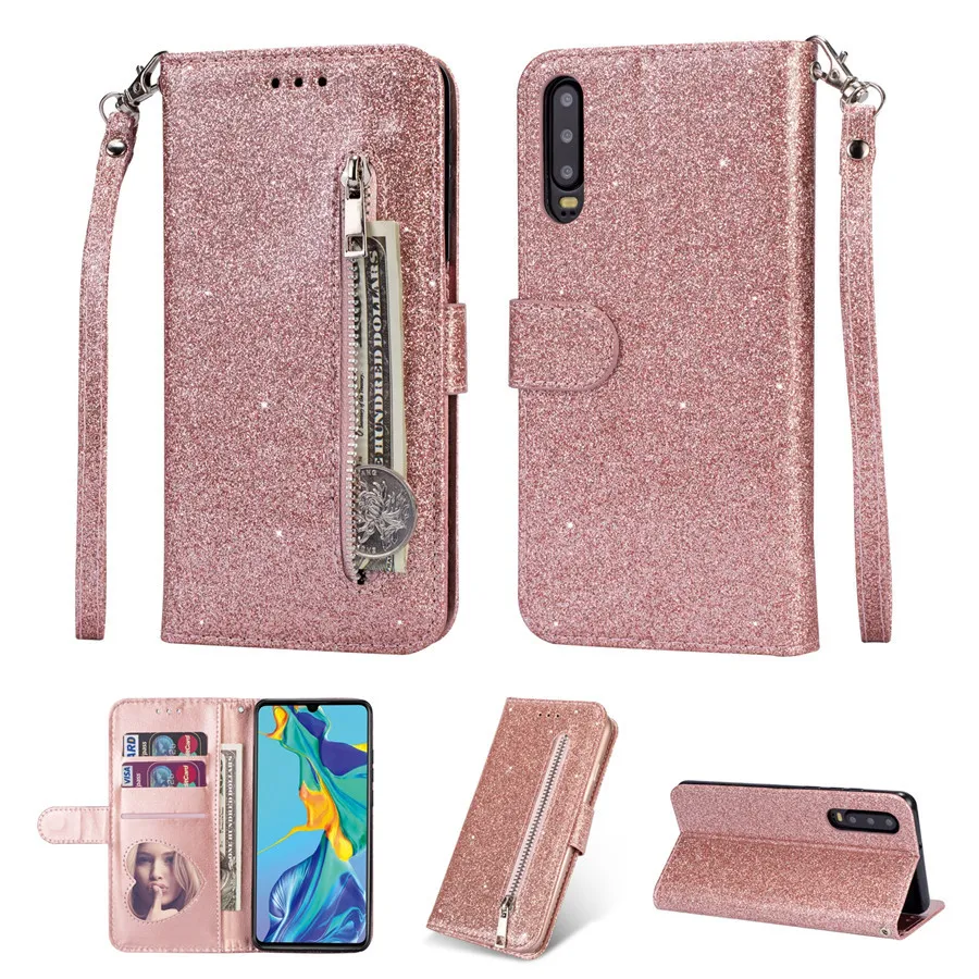 Bling Glitter Hüllen für Samsung Galaxy S20 Ultra S10 S9 S8 Plus S20 FE Note 8 9 10 Leder Flip Zipper Wallet Cover Case Coque