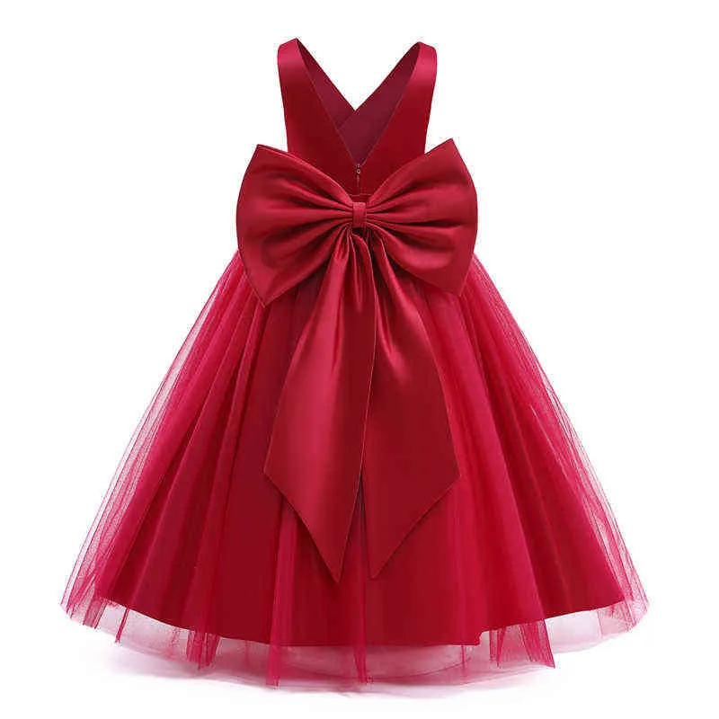 Vestido de noiva de garotas Party Princesa para meninas de Natal lantejoulas Bowknot Fantas Crianças Pageant Long Robe 5-14 anos G220518
