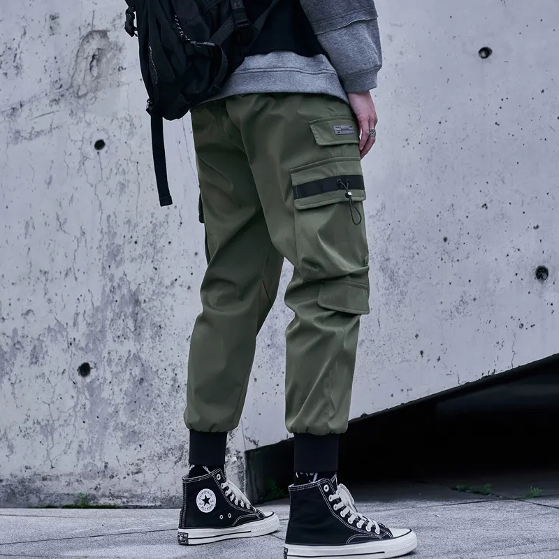 Single Road Mens Cargo Pants Fashion Techwear Joggers Homme Hip Hop Tactique Streetwear Pantalon Piste Pour 220325