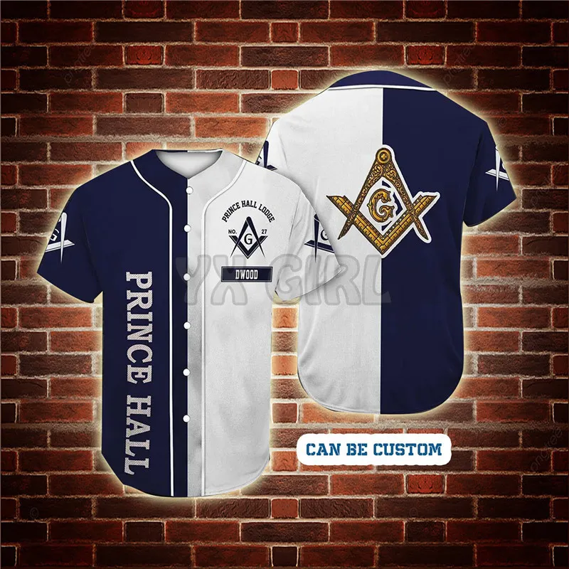 Custom Lodge Name Number Freemason Baseball Jersey Shirt 3D Printed Men s Casual s hip hop Tops 220712