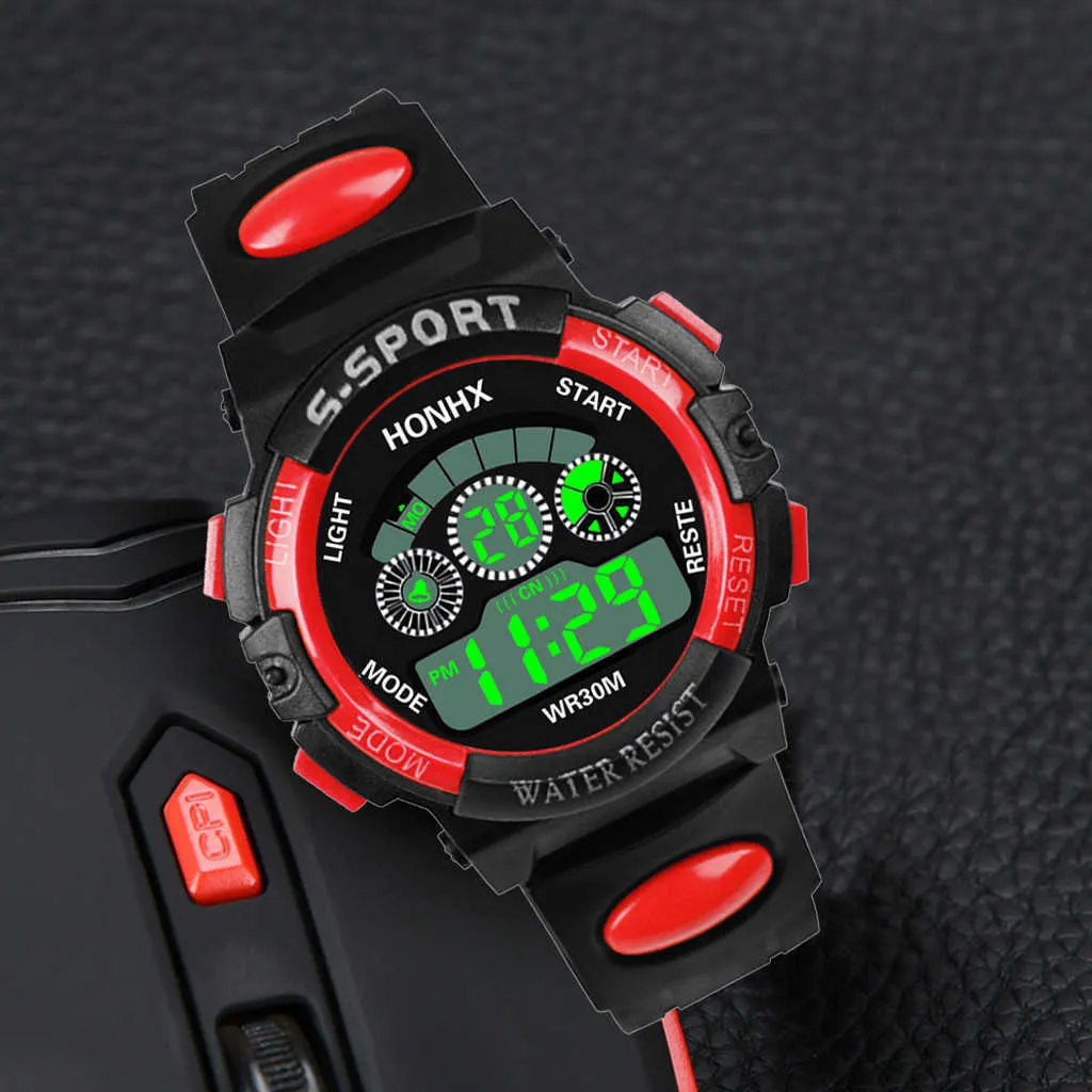 Electronic Watch Digital LED Display Auto Date 30M Waterproof Sport for Men PU Strap Luminous Wristwatch Hombre Reloj