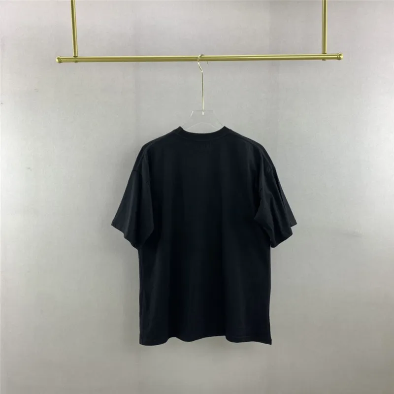 T-shirt Vetements nera con strass Uomo Donna 1 1 T-shirt di alta qualità Colore leggermente oversize 220623