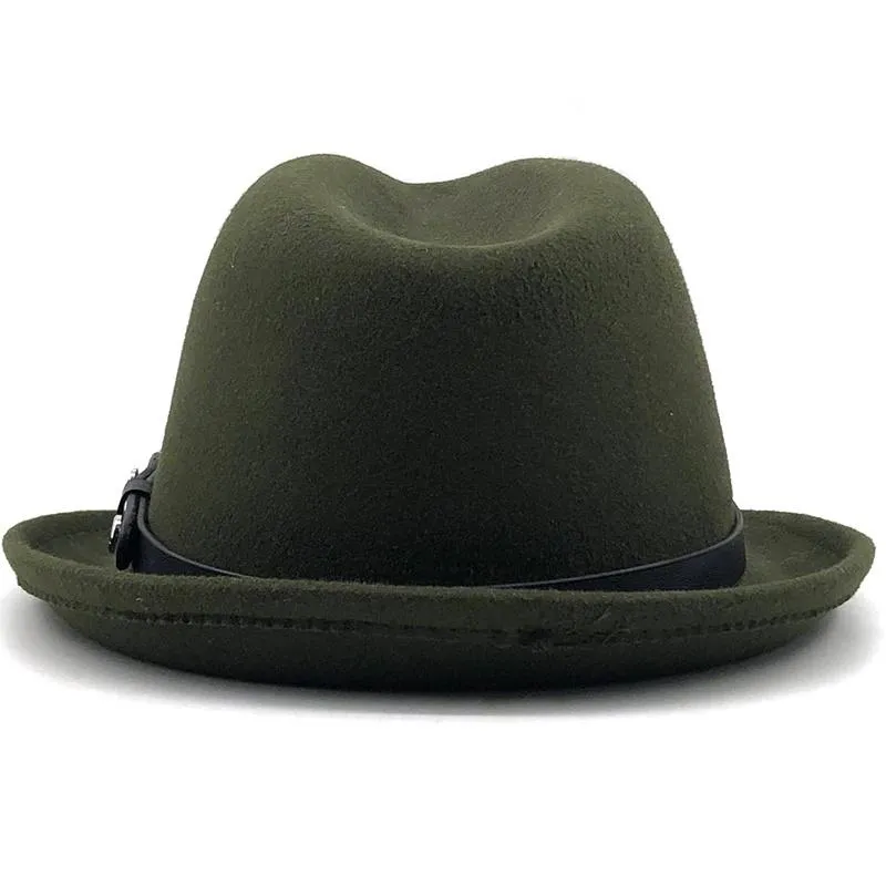 Chapeaux à large bord pour hommes hiver automne blanc feminino feutre chapeau fedora pour gentleman laine melon homburg jazz taille 56-58cm Scot22282o