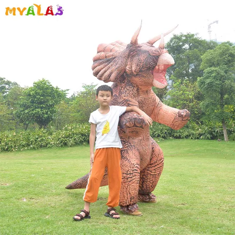 Costume da bambola mascotte Dinosauro Spirfire Gonfiabile Costumi di dinosauro di Halloween Dino Triceratops Suit Adulto Full Body T rex Blowup Christmas Co