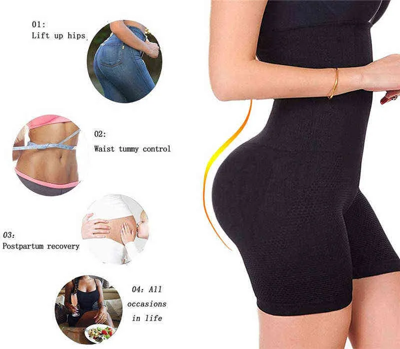 Vestido Push Up Butt Lifter Mujeres Pantalones adelgazantes Fajas Slim Control de barriga Calzoncillos Entrenador de cintura alta Body Shaper Ropa interior 4XL L220802