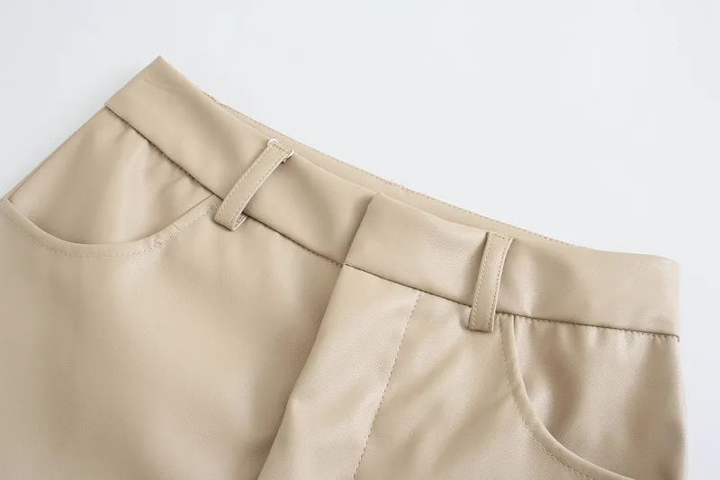 Toppies Winter Faux кожаные брюки с высокой талией прямые дамы шикарные флисовые брюки мода улица 220325