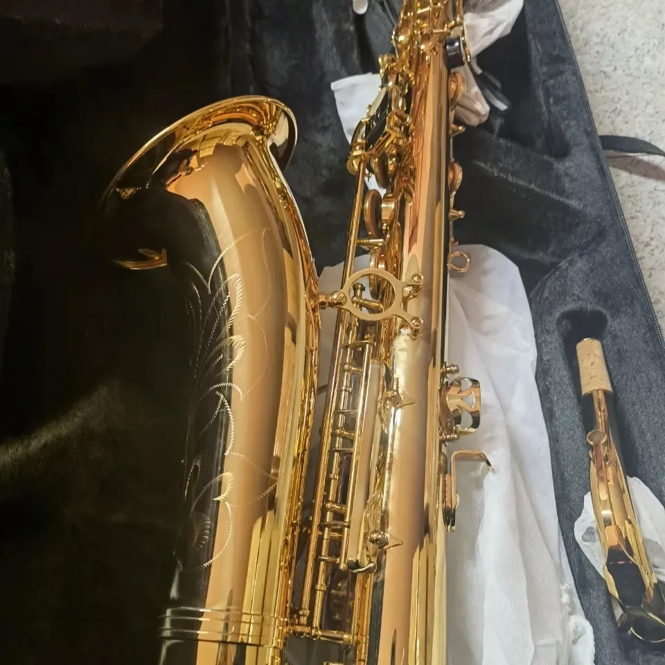 Or saxophone ténor professionnel si bémol laiton plaqué or ton premium sax ténor instrument de jazz proportionnel le plus confortable