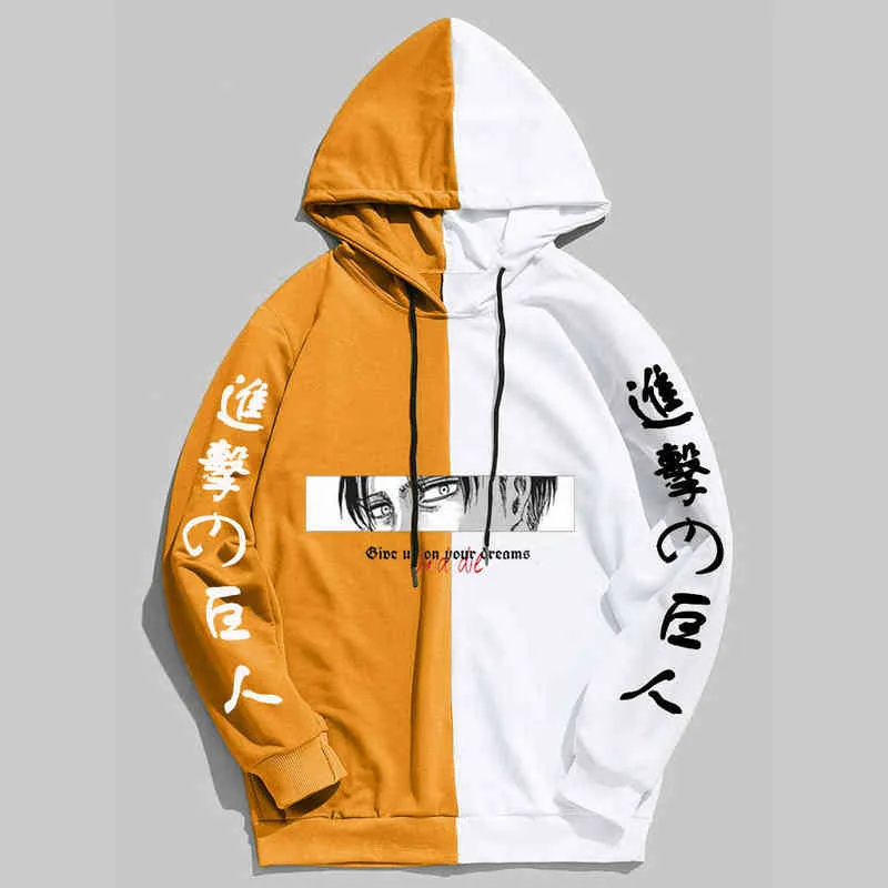 Les swetshirts anime de la mode des hommes ont des sweats à capuche à manches longues Attaque sur Titan Shingeki no Kyojin Casual Sports Hooded Coat G220429