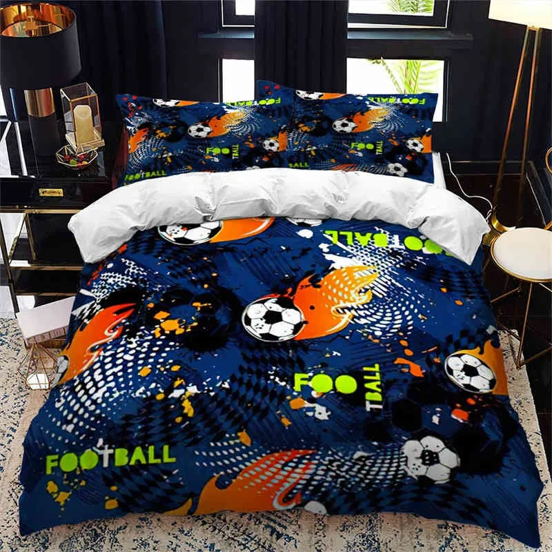 Set di biancheria da letto da calcio ragazzi Copripiumino sportivo Partita di calcio Pallavolo Basket Consolatore King Bedroom Decor