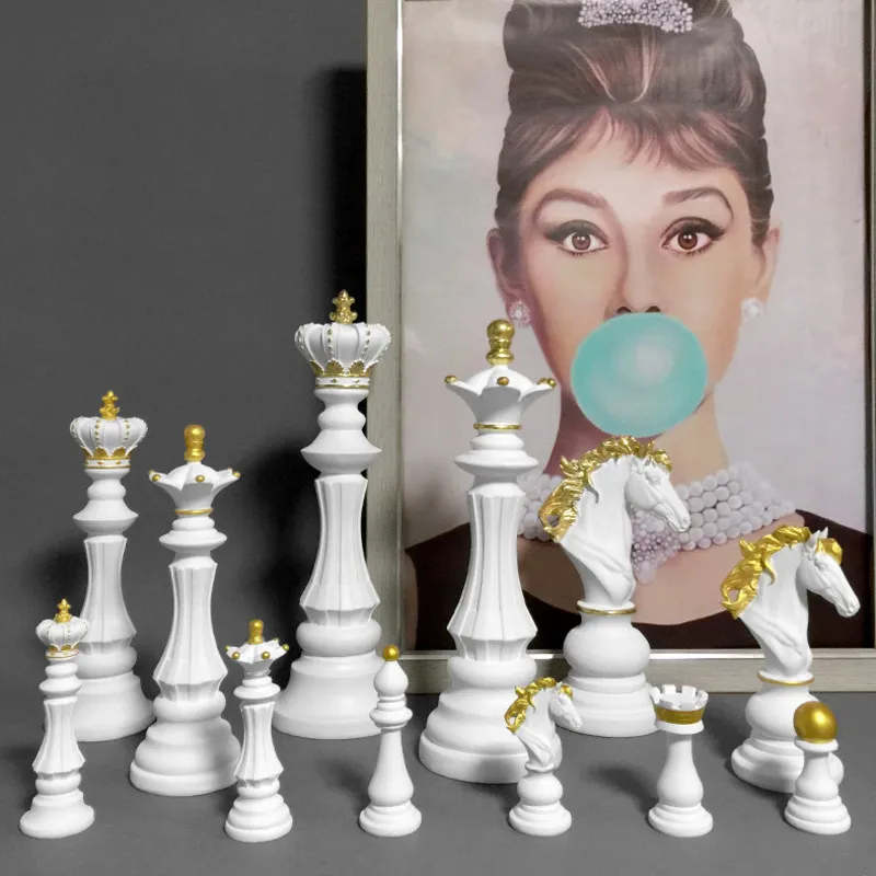 6 pièces ensemble international Figurines roi reine chevalier évêque Chariot pièces d'échecs jeux de société accessoires rétro décor à la maison 220614
