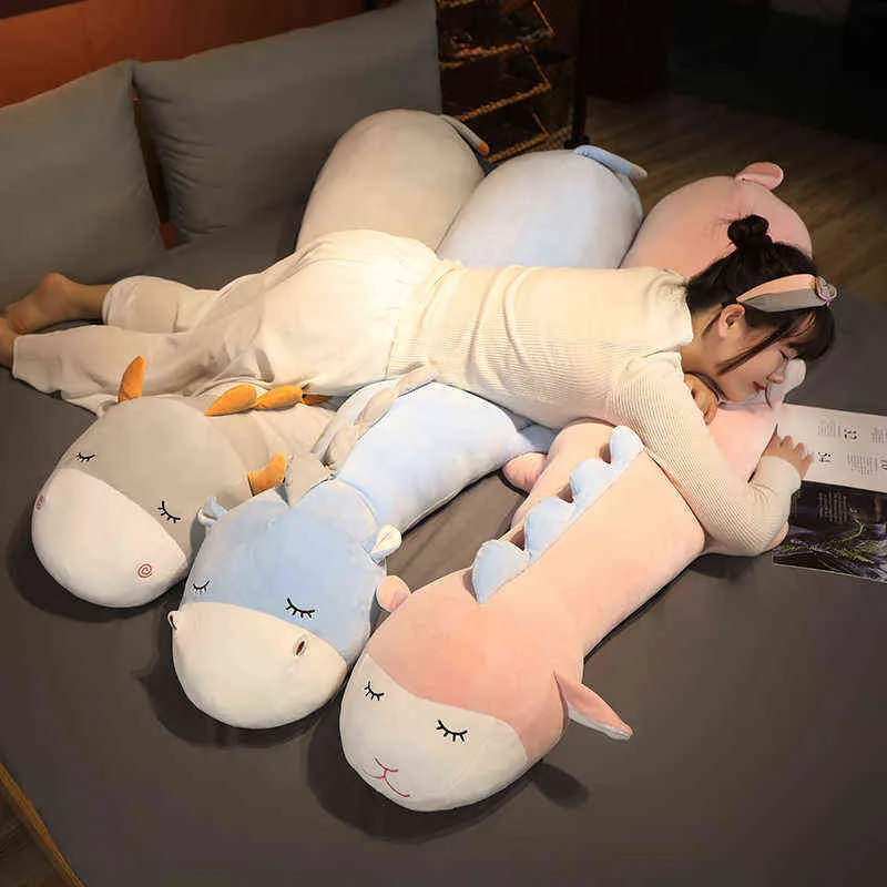 Pc Cm Soft Stuffed Sheep Cattle Hippo Plush Toys Animal Long Pillow Sleeping For Children baby Birthday Gifts J220704