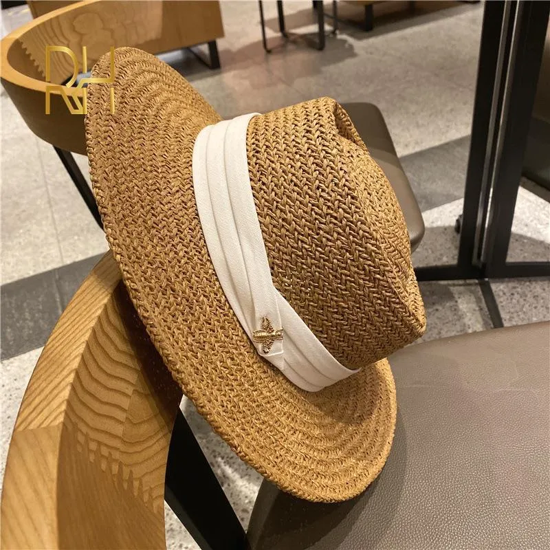 Summer Straw Hat Fashion Casual Panamá praia Fedora Brim Brind Sun Breathable S For Women 220513