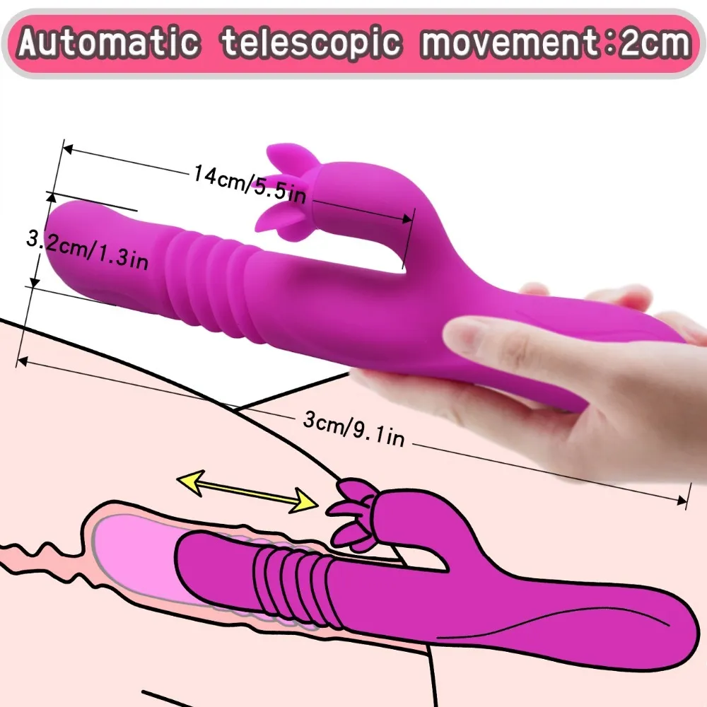 G-spot Vibrator Vagina and Clitoris Stimulator Dildo 10 Rotation Modes 10 Thrusting Frequencies Heating Silicone Waterproof