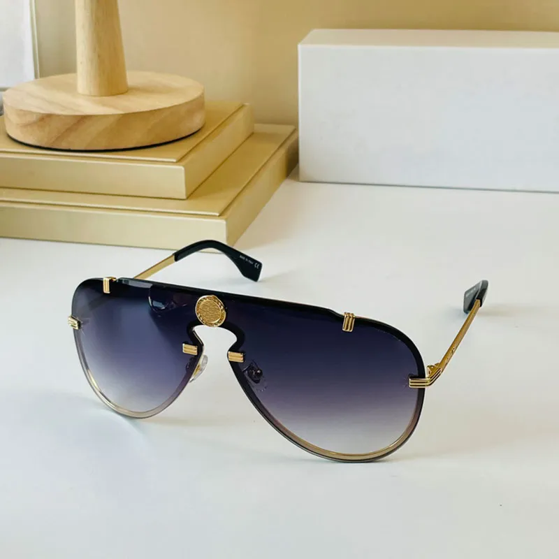 Men Women Designer Sunglasses Concise Metal Plated Temples VE2243 Clam Frameless One Piece Sunglasses Original Box 298c