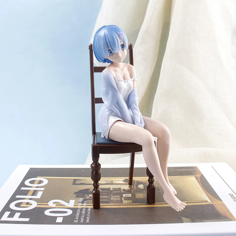 제로 카와이 소녀 잠옷과 다른 세상에서 일본 애니메이션 15cm replife rem rem Chair PVC 컬렉션 모델 장난감 220707