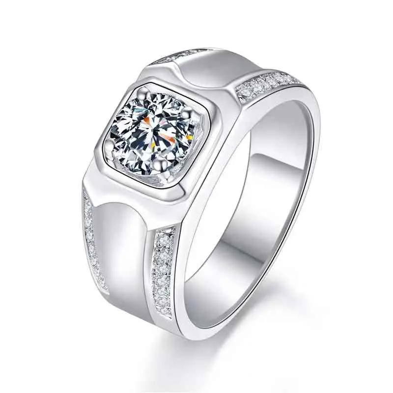 2 CTSスパークリングMoissaniteリングメンズレアル925シルバー8 * 8mmサイズgem誕生日プレゼント光沢のあるダイヤモンドの強力な力よりも優れています