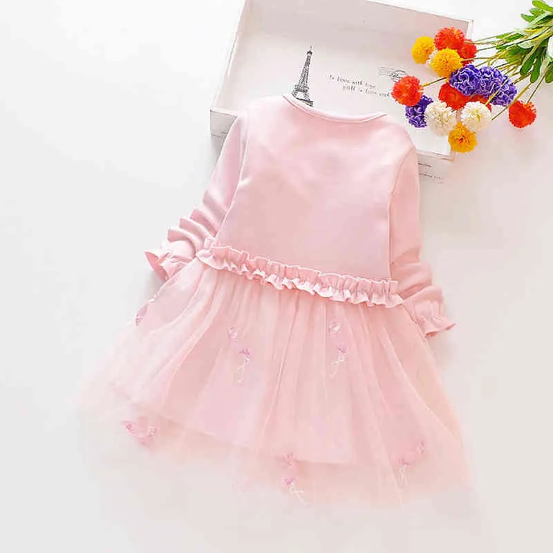 12m-8 Jahre Flamingo Tulle Kleid Baby Girls Kleinkind Kinder Kinder Langarm Kleid Herbst Kleidung Prinzessin Kostüm G220428