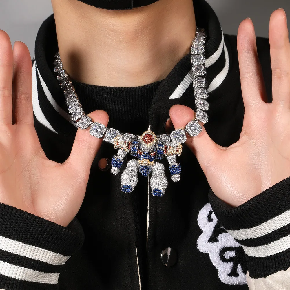 Colar pingente de pendente de desenho animado de desenho animado de colares de hip hop jóias de alta qualidade Robot 3D Pinging2468