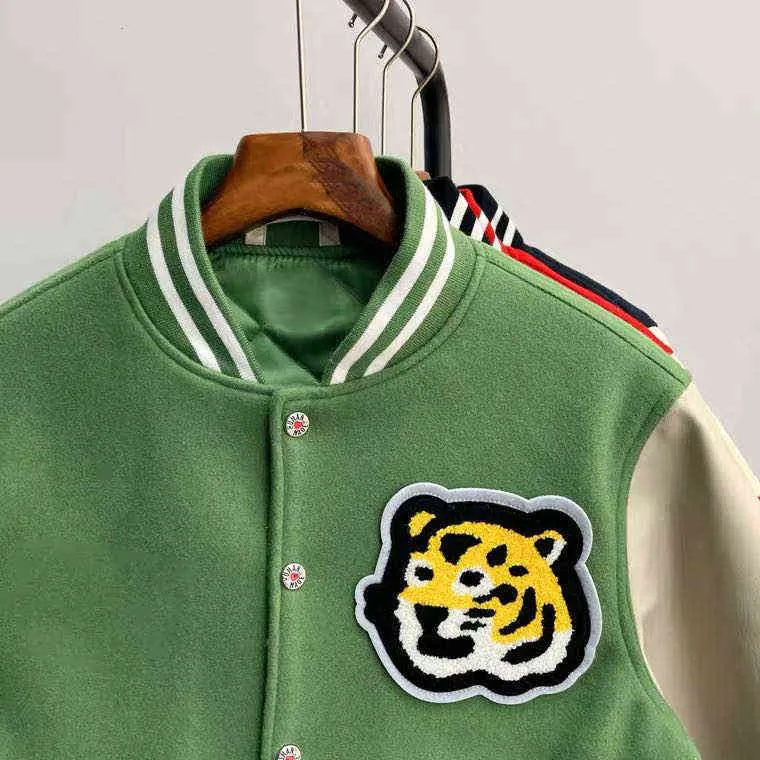 Vintage Furry Cartoon Tiger Embroid PU Manches Baseball Vestes Hommes Hip Hop Harajuku Casual Varsity Manteaux Unisexe Chaquetas Hombre T220728