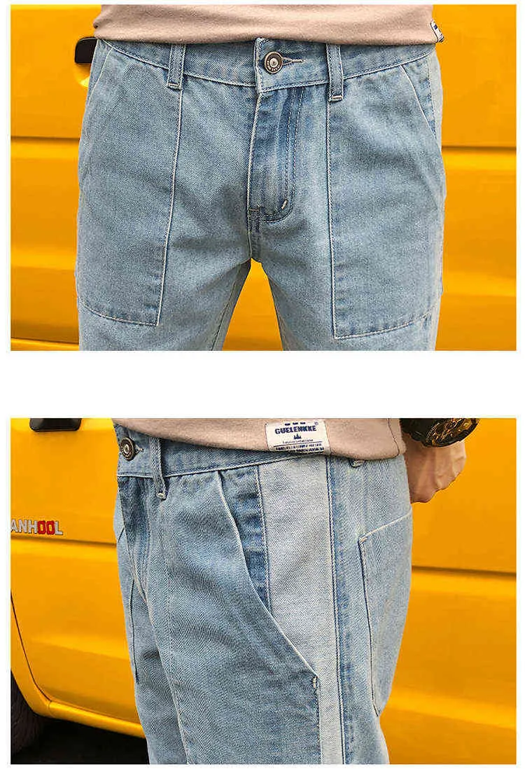 Ripped Summer Men's Pocket Denim Shorts Hip-Hop Jogging 5 Cent Shorts Paint Student Casual Straight Loose Short Jeans G0104