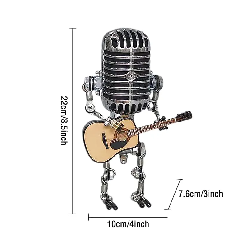 Microphone Robot Lampe Vintage Metal Touch Dimmer Table LED Guitar Bureau Solar Light 2205254666197