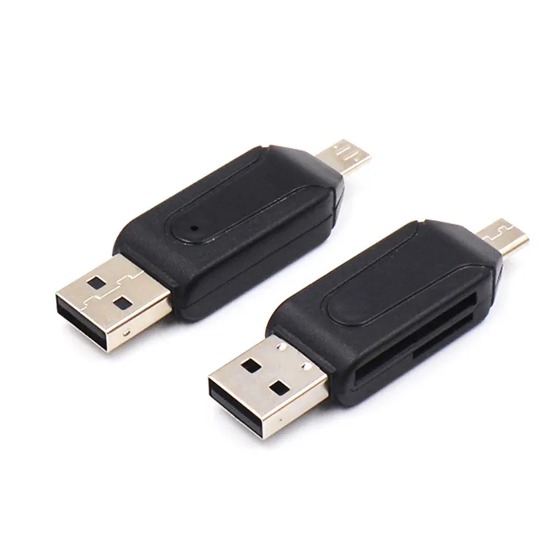 colore casuale 2 in 1 adattatore lettore di schede di memoria OTG USB 2.0 universale Micro-USB / Type-C lettore di schede SD TF USB telefono computer portatile