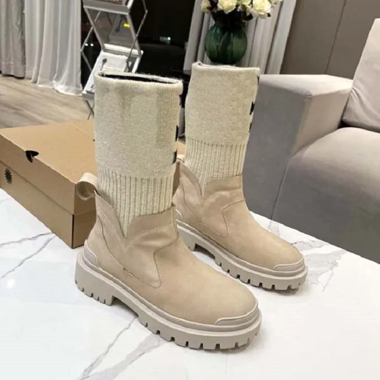 Designer New fashion boots Winter snow fur satin boots Classic ankle leather outdoor shoes Knee Matt Rubber Strong thermal insulation effect