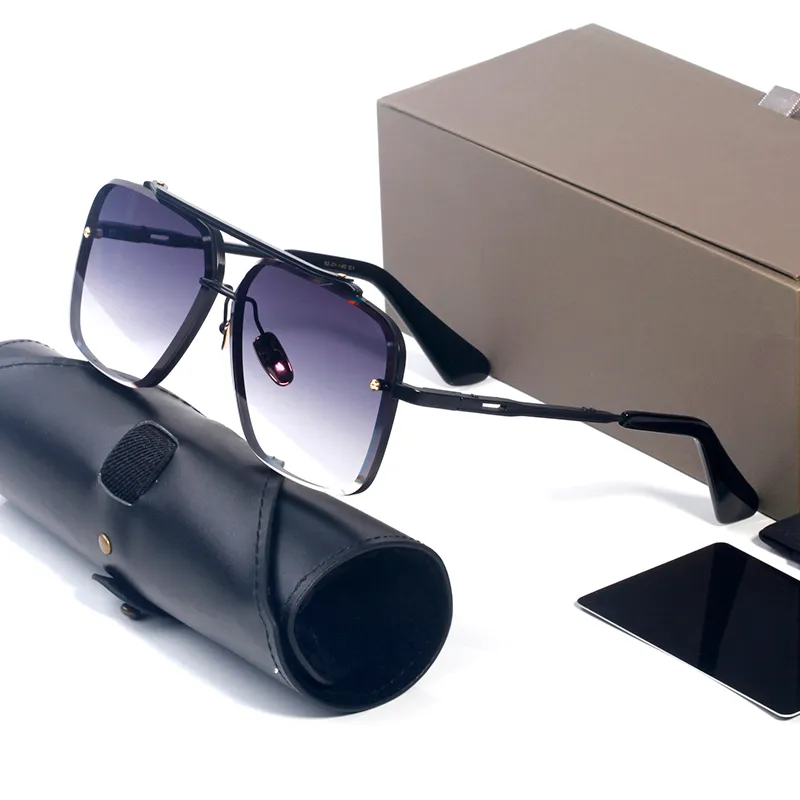 Luxury Designer Glasses Square Oversized Big Frame Designer Sunglasses Man Woman Brown DT Mach Six Double Bridge Polarized UV Prot247g