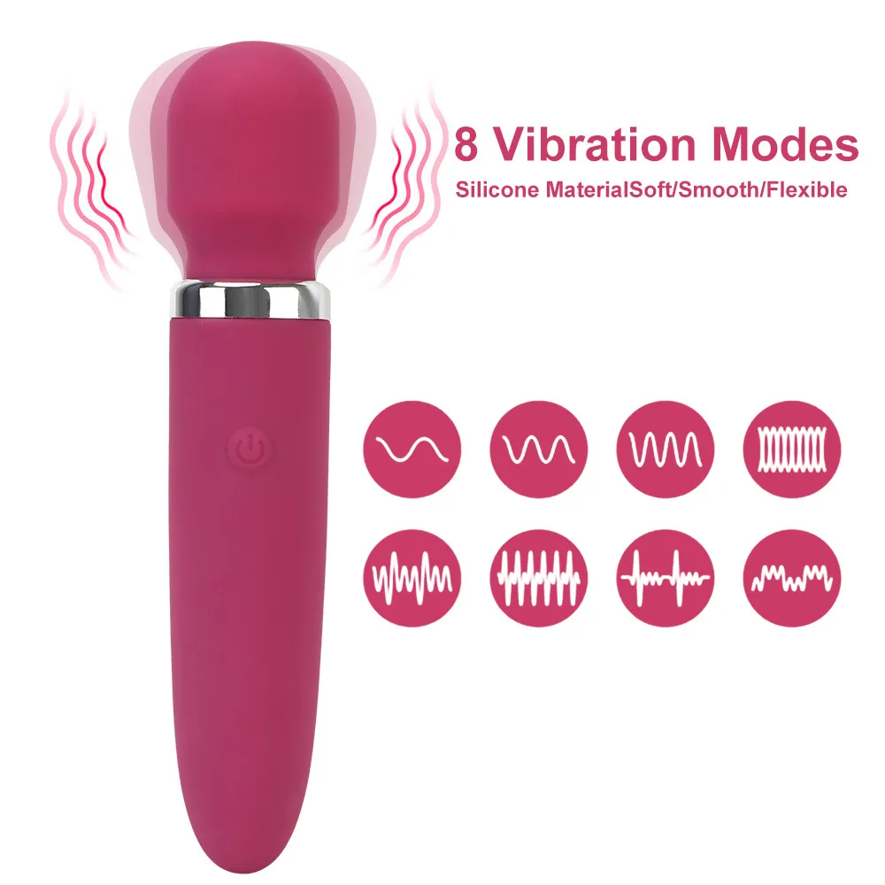 Erotic 8 Modes Magic Wand Vibrators Nipple Clitoris Stimulator USB Rechargeable Dildos Female Masturbator sexy Toys For Women