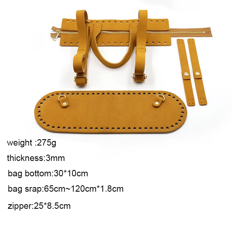 Artificial Leather Shoulder Bag Set Accessories Handmade Handbag Shoulder Strap Bag Backpack Lock Zipper Parts Bottom DIY Bag 220513