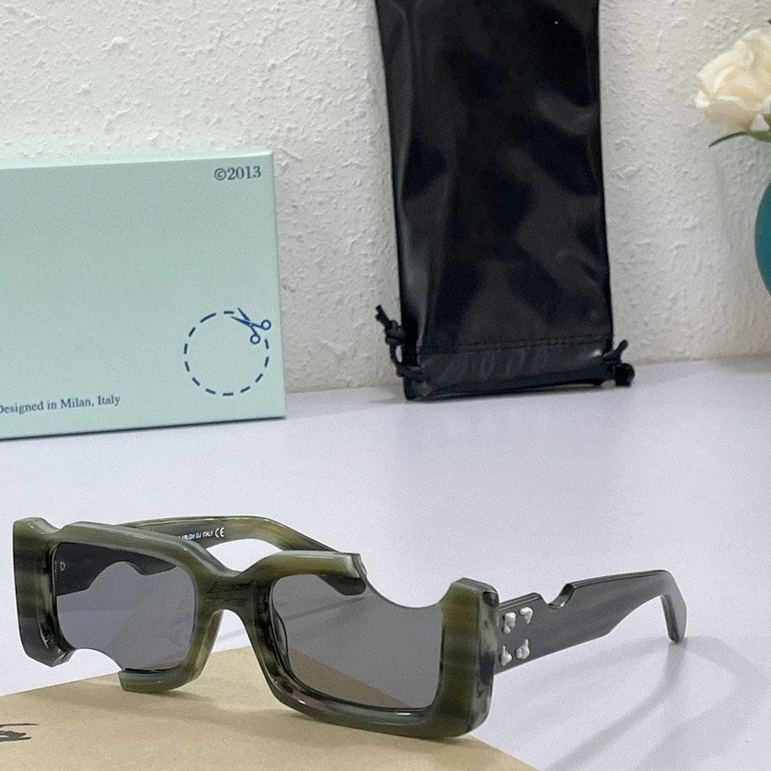 Designer-Sonnenbrille, modisch, rechteckig, Off-Fotch-Loch-Design, für Damen und Herren, Trendprodukte, Grün, Rosa, Blau, Retro, kleiner Rahmen, einzigartig, V207D