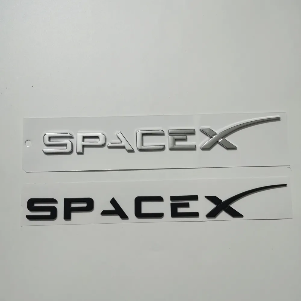 الفضاء x شعار شارة ملصق جذع ملصق ل tesla نموذج x / نموذج 3 نموذج s الفضاء x اكسسوارات السيارات تسلا ملصق أسود فضي أسود