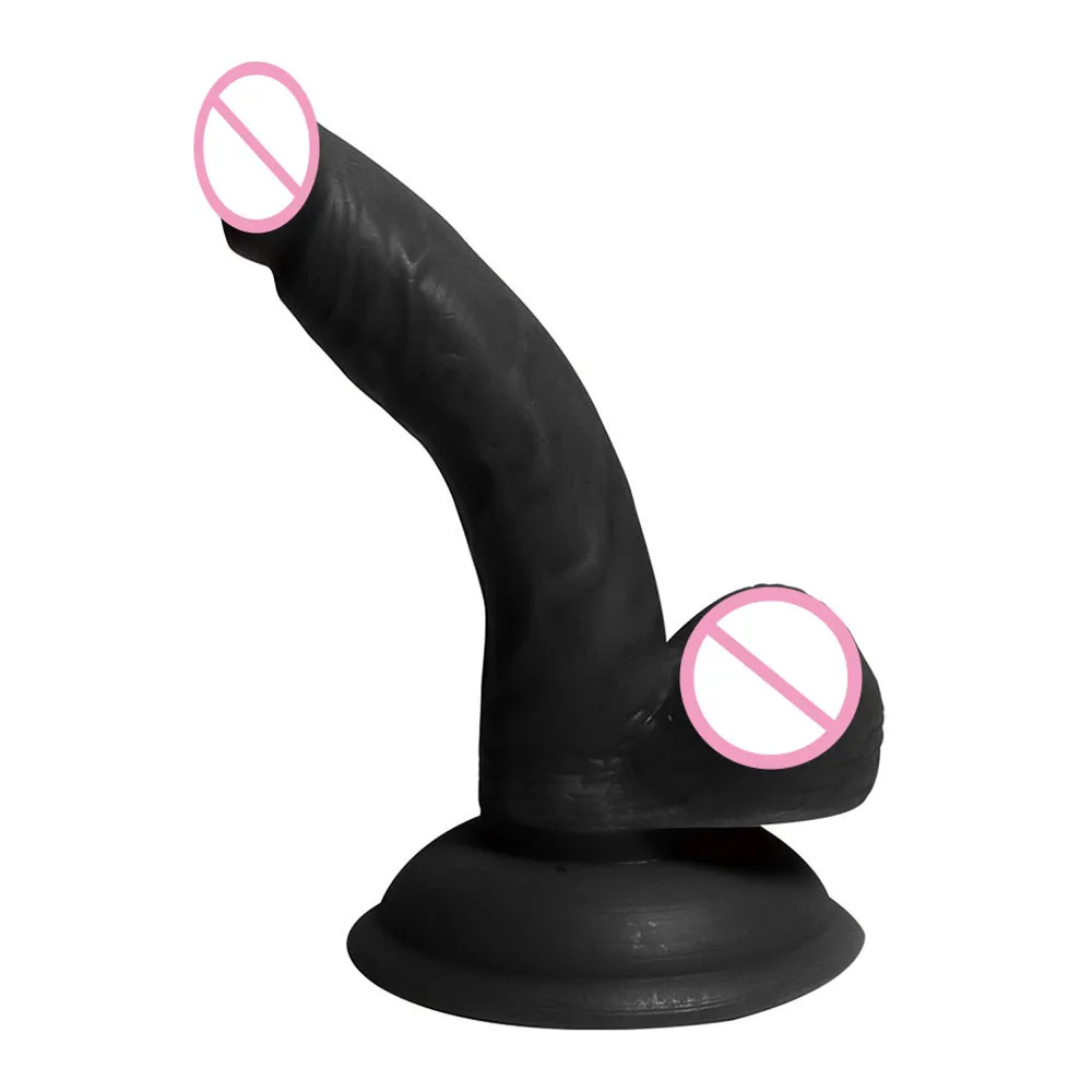 Petit gode réaliste avec ventouse, sans Vibration, point G, jouet anal sexy pour femmes, pénis Flexible, lesbiennes, Plug Anal Long et doux