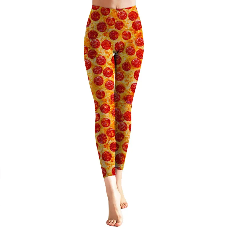 Kadın Tayt Gurme Pizza Baskı Seksi Yoga Takım Tayt Spor giyim 3D Bayanlar İnce Fitness Giysileri Spor Takım W220617