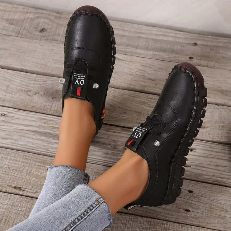 Plattform Loafers Dam Casual Skor Sommar Läder Flats Bekväm Slip on Mom Shoe Plus Size Oxfords Mujer Zapatos 220810