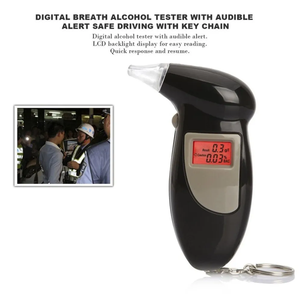 Professionele Alcohol Adem Tester Blaastest Analyzer Detector Test Sleutelhanger Breathalizer Blaastest Apparaat Lcd-scherm