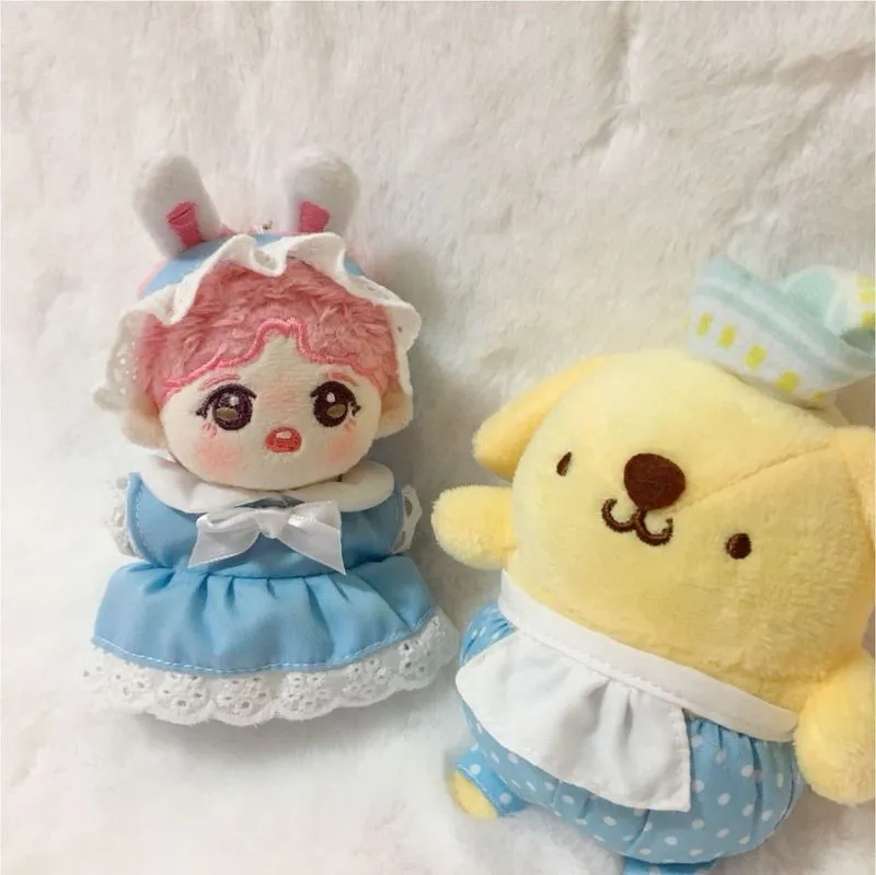 Handgemaakte 10 cm poppenkleding Maid Dress Hoofdband schort Kpop Plush Dolls Outfit Toys Baby Accessoires Cos Suit 220707