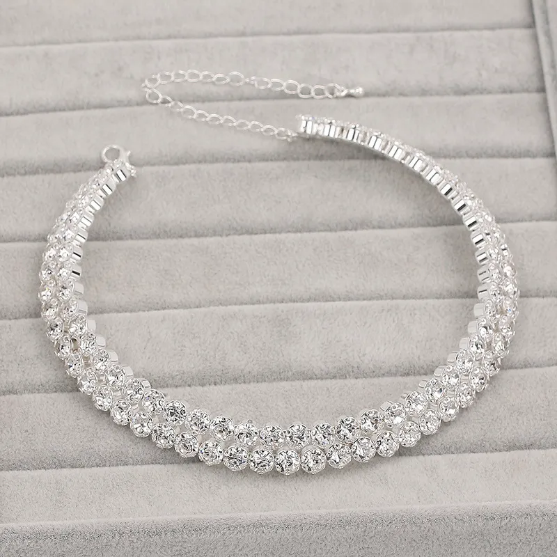 Treazy Luxury Crystal Bridal Jewelry Set African Choker Necklace Earnings Armband Set for Women Wedding Accessories 220812