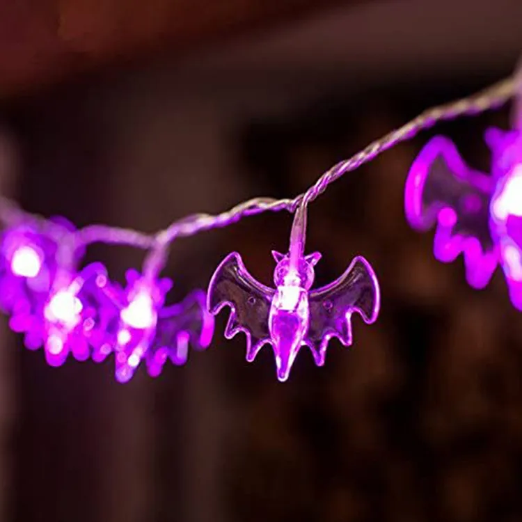 Otros suministros de fiesta festivos 1.5m Halloween LED Light String Purple Bat 220823